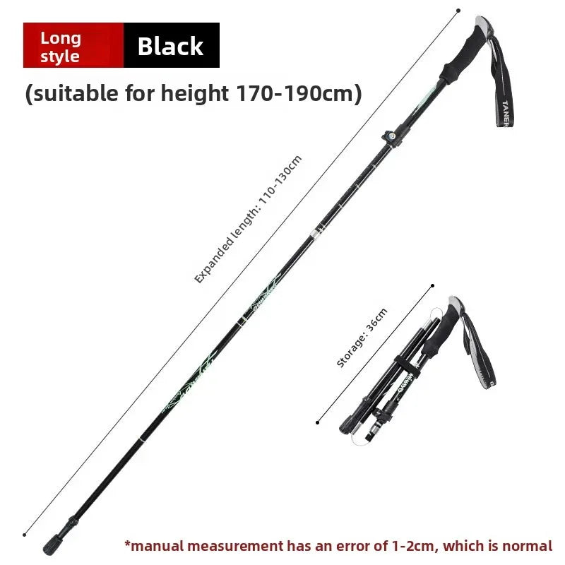 Aluminum Alloy Folding Hiking Stick — Lightweight Retractable Walking Pole