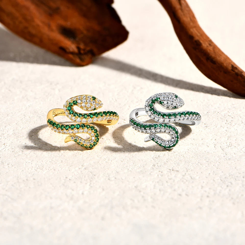 ATTAGEMS Snake Moissanite Ring — S925 Sterling Silver Luxury Jewelry