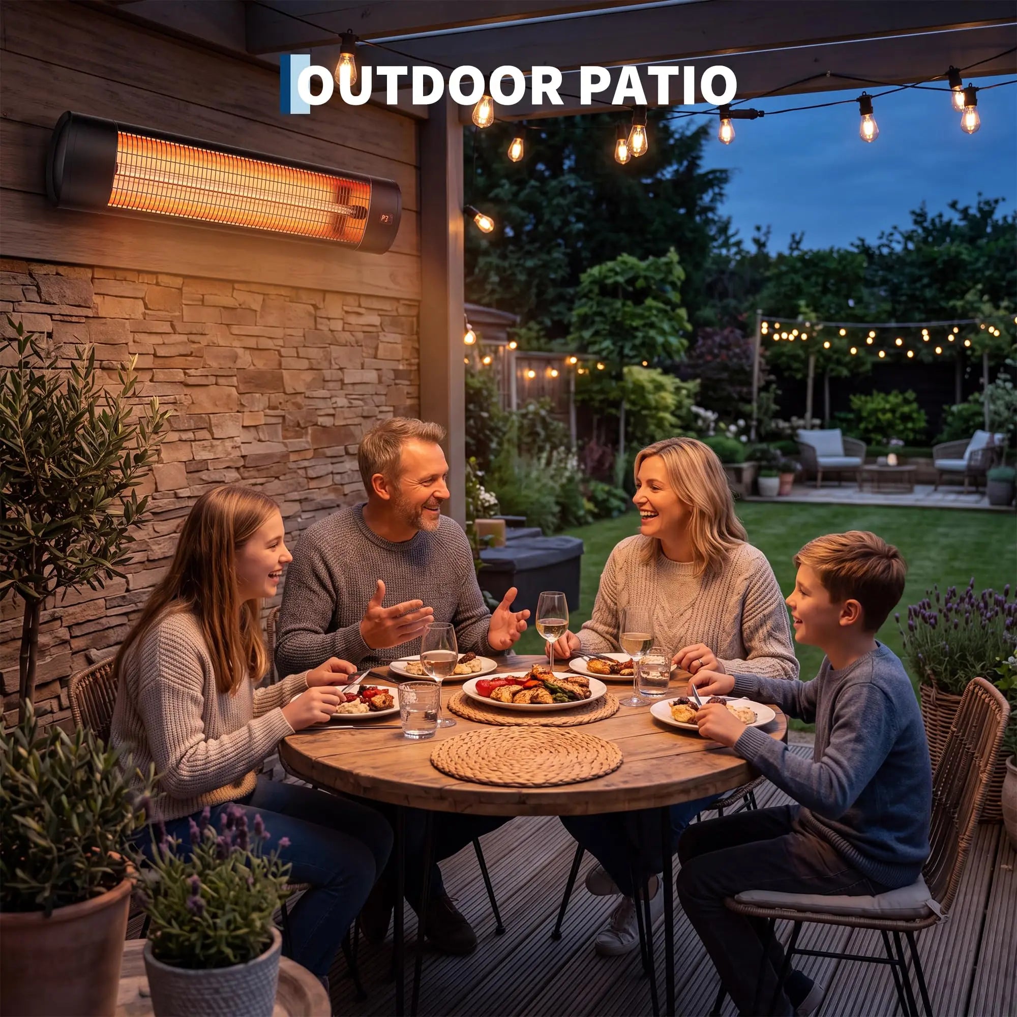 HiMISS 1500W Carbon Fiber Infrared Patio Heater — Wall Mount Electric Warmth