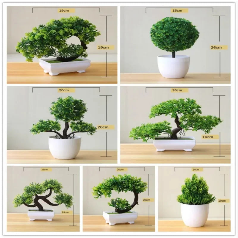 merylover Artificial Bonsai Tree — Potted Green Plant Decor for Home and Office