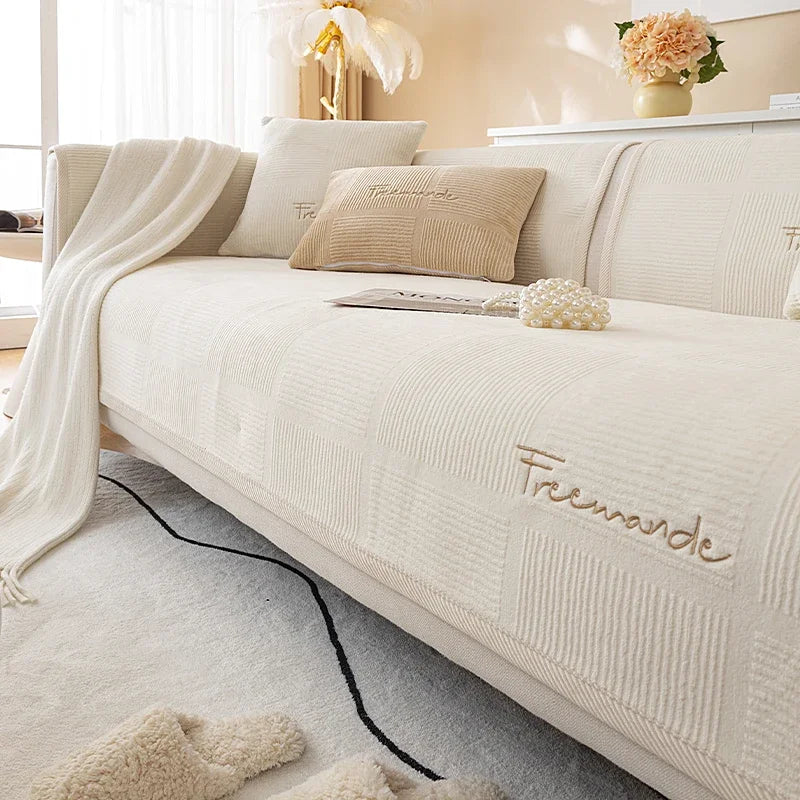 Plush Sofa Cover — Non-Slip Couch Protector