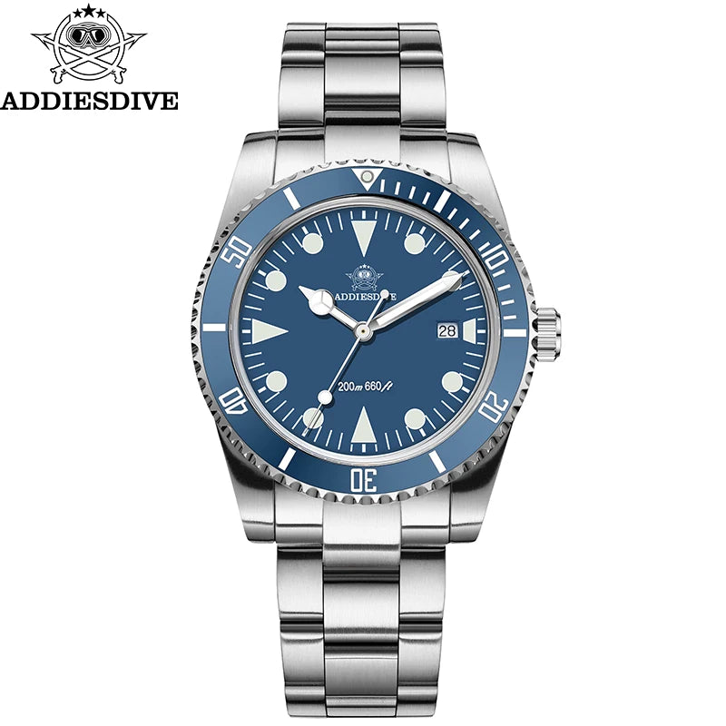 ADDIESDIVE Luxury Men's Diver Watch — Ceramic Bezel & Luminous Quartz