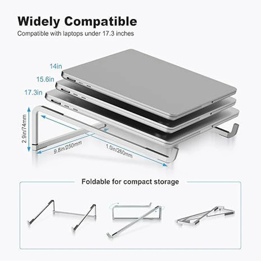 Adjustable Aluminum Laptop Stand — Folding Computer Holder for Heat Dissipation