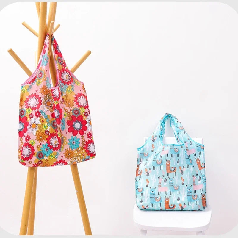 Foldable Reusable Shopping Bag — Large Capacity Animal Print Tote