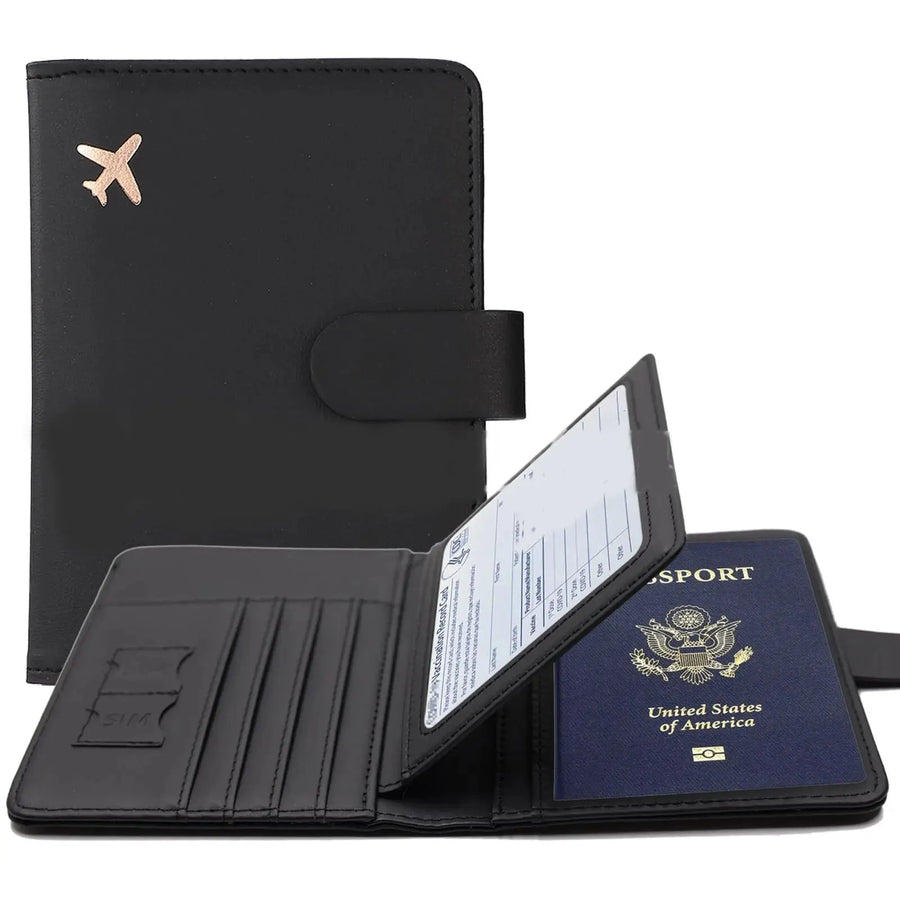 PU Leather Passport Holder — Travel Wallet with Credit Card Slots
