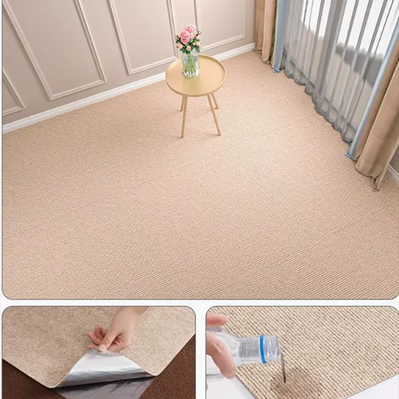 Self-Adhesive Solid Color Area Rug — Water Absorbent Floor Mat for Home