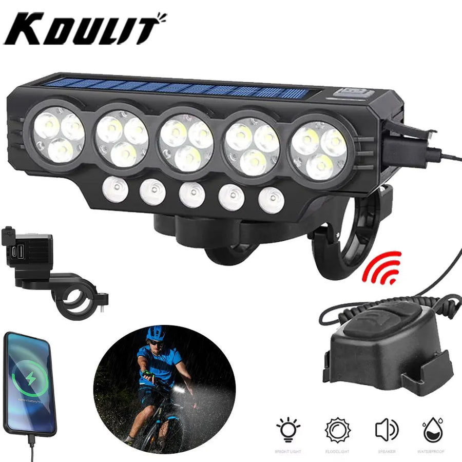 Rechargeable Bike LED Front Light — Waterproof Cycling Lamp with Horn