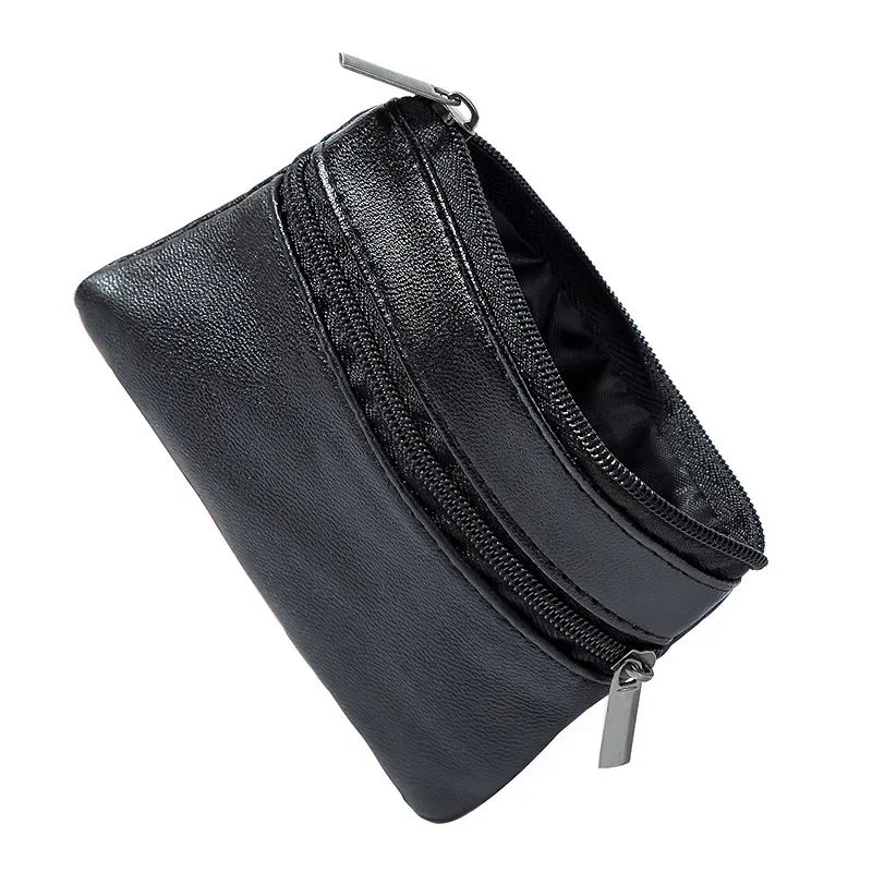 Compact PU Leather Coin Purse — Small Zippered Wallet for Men and Women