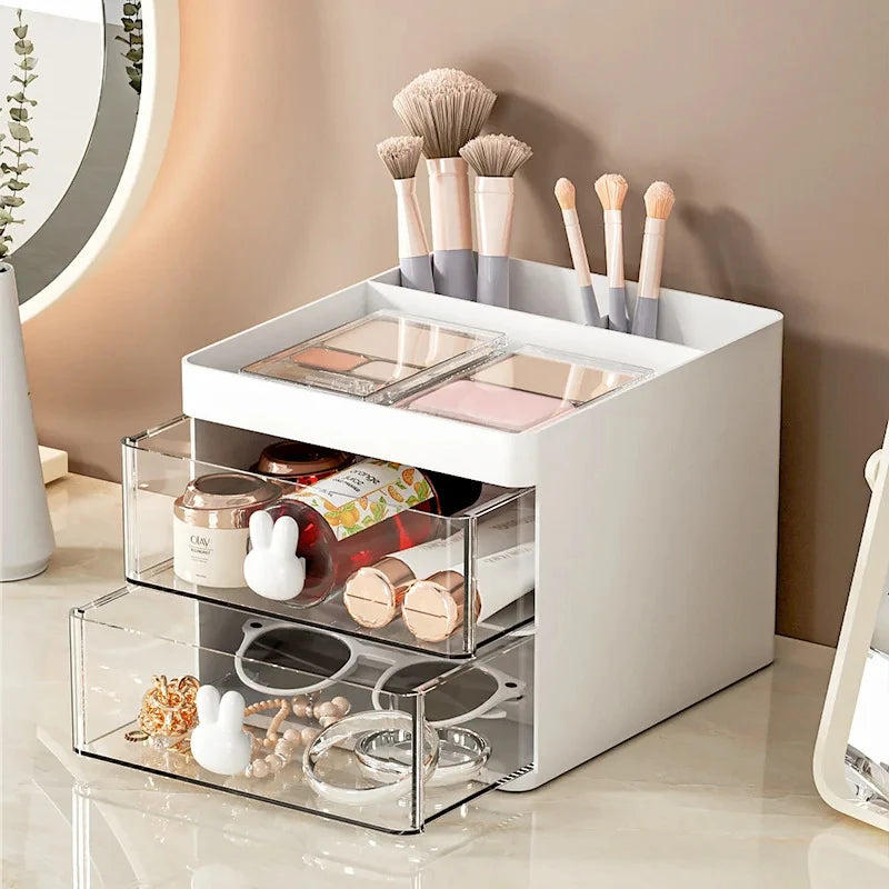 Compact Desk Organizer with Drawer — Multi-Purpose Stationery & Makeup Storage