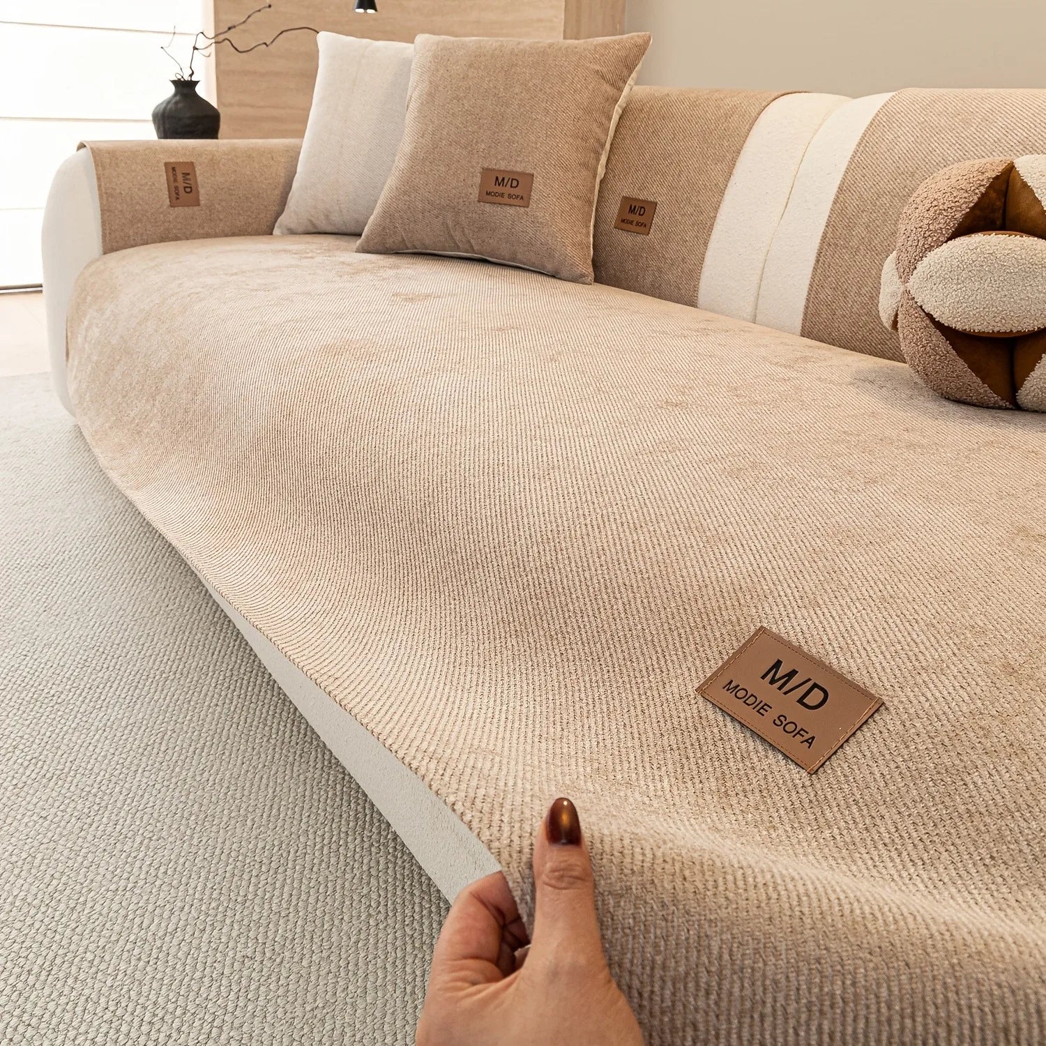 Chenille Twill Sofa Cover — Non-Slip Pet-Friendly Couch Protector