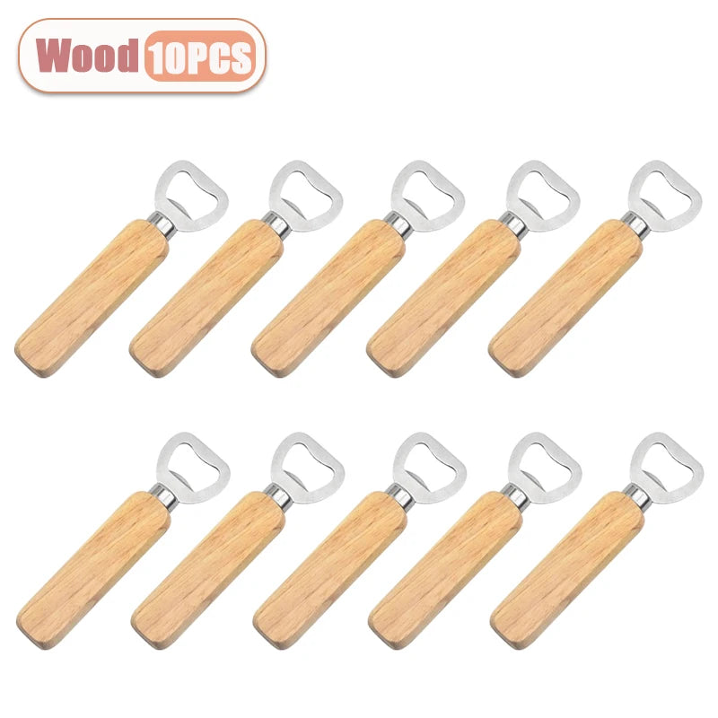 Stainless Steel and Wood Bottle Opener — Durable Manual Kitchen Tool