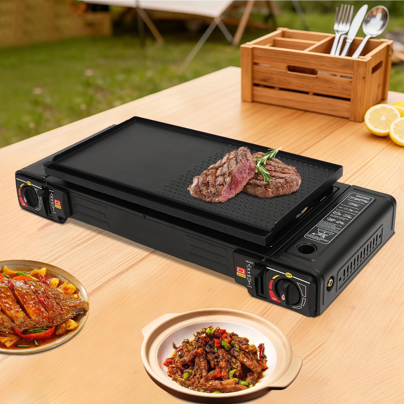 Double Burner Portable Gas Stove — High Power Camping Cooktop with Case