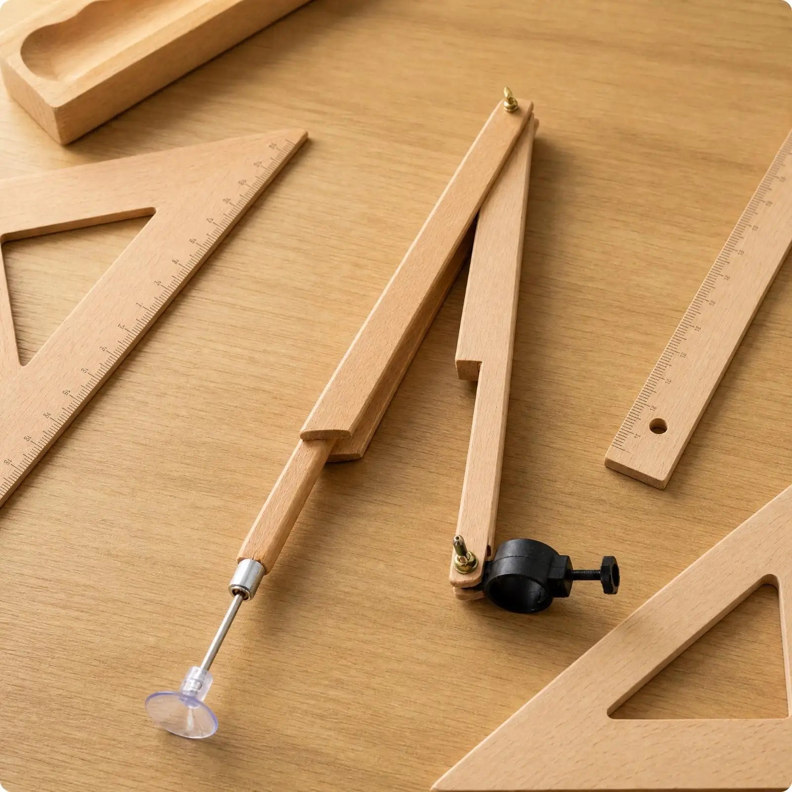 Wooden Drafting Compass — Circle Drawing Tool