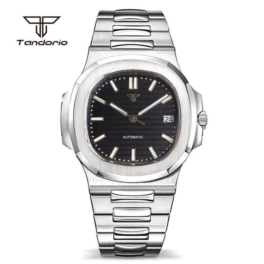 tandorio Square Automatic Watch — 40mm Stainless Steel Mechanical Wristwatch