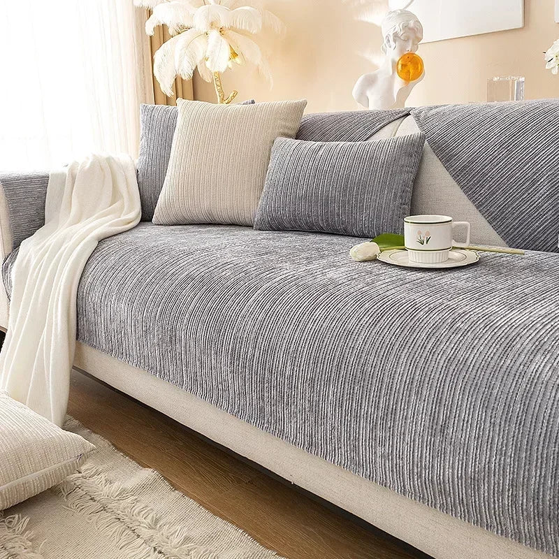 Chenille Sofa Mat Cover — Anti-Slip Cushion Protector for Living Room