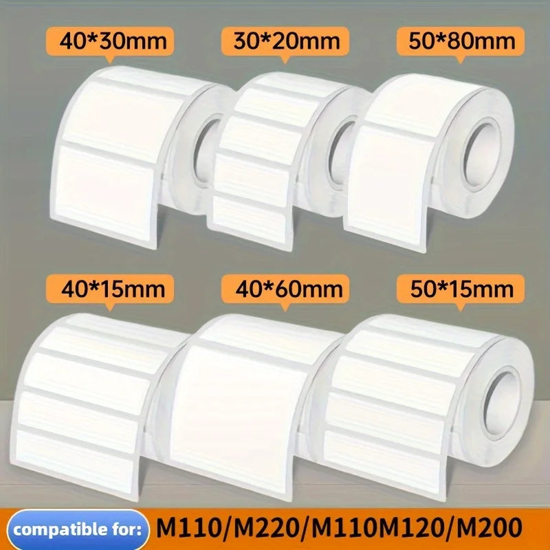 White Square Label Rolls — Versatile Adhesive Paper Stickers