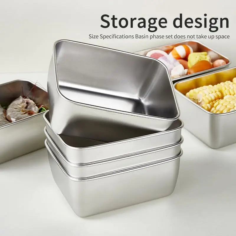 Stainless Steel Food Storage Container — Airtight Kitchen Organizer with Lid