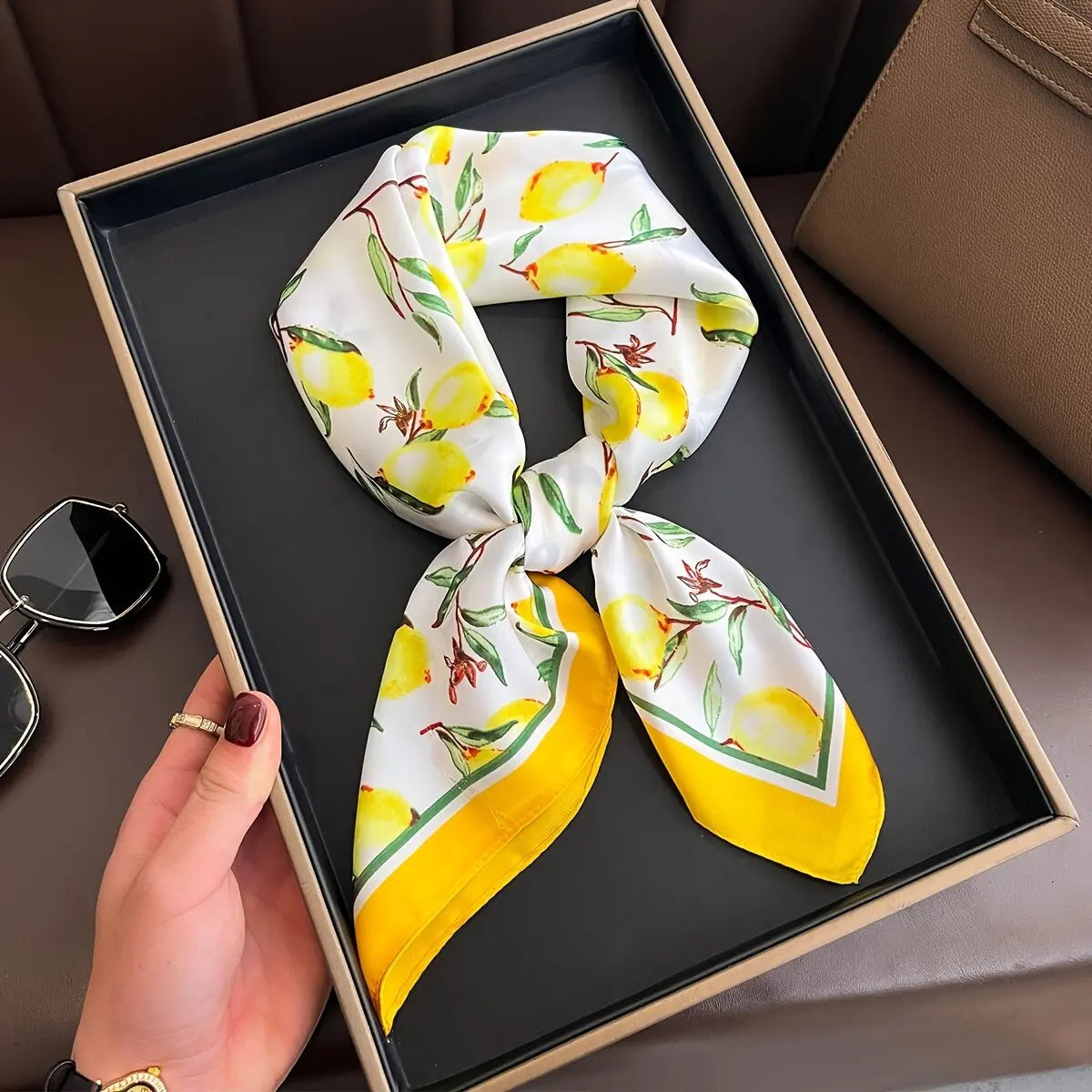 SENAIFEI Printed Silk Scarf — Luxury Square Shawl & Decorative Headband