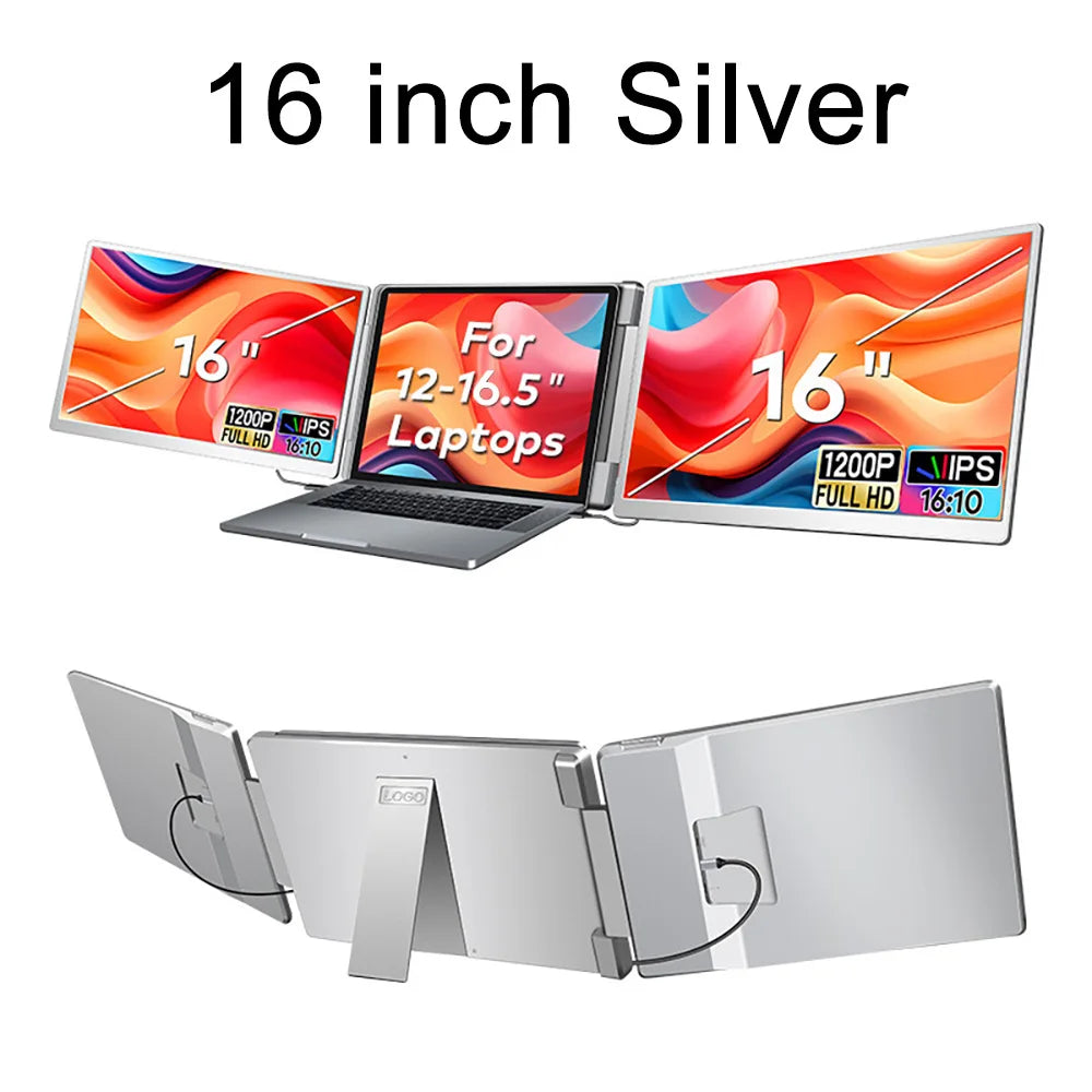 Rospider Portable LCD Monitor — High-Definition Triple Screen Extender