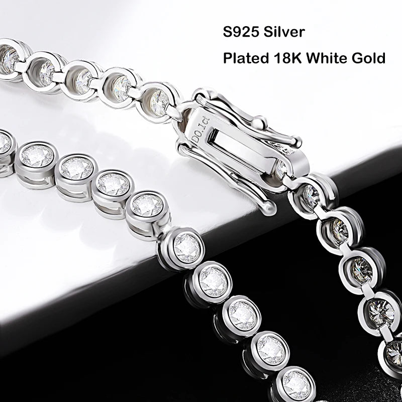 EWYA Moissanite Tennis Bracelet — S925 Sterling Silver Jewelry for Women
