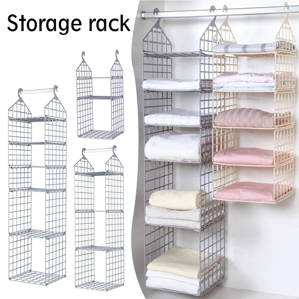 Aihogard Foldable Hanging Closet Organiser — Multi-Tier Wardrobe Storage Basket