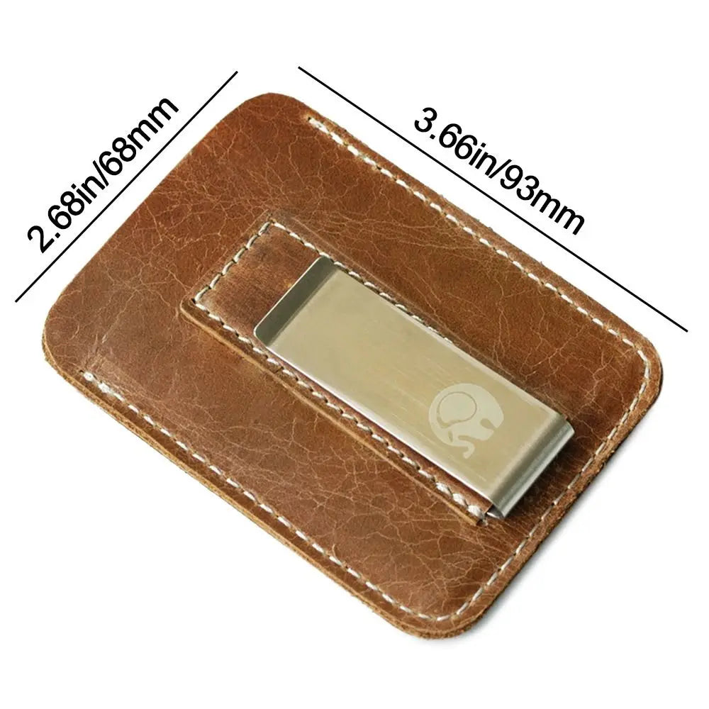 Genuine Leather Money Clip — Slim Minimalist Wallet with Card Slots