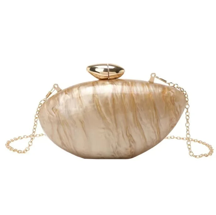 ABQP Retro Acrylic Marble Evening Bag — Elegant Minaudiere Clutch for Parties