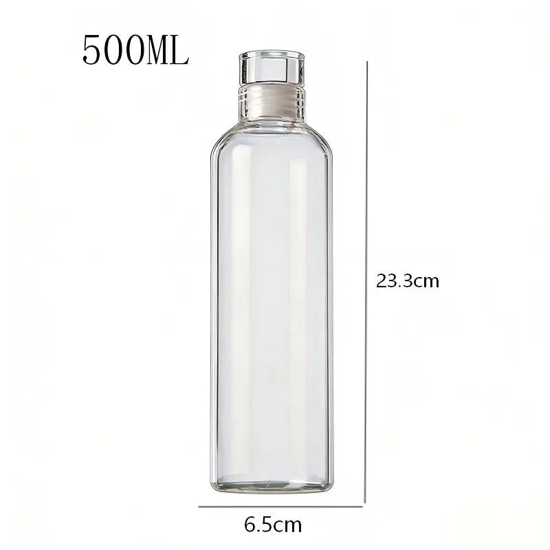 Large Capacity Glass Water Bottle — Heat-Resistant Tea Brewing Cup with Lid
