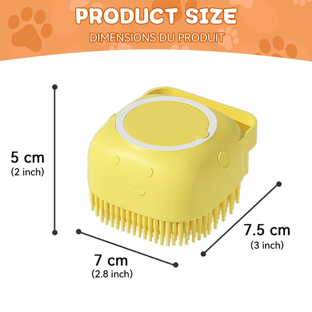 Pet Bathing Massage Brush — Silicone Shampoo Dispenser & Grooming Tool