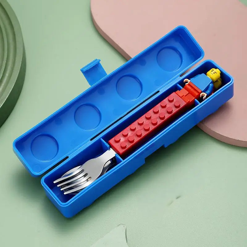 Creative Building Block Cutlery Set — Portable Stainless Steel Fork and Spoon