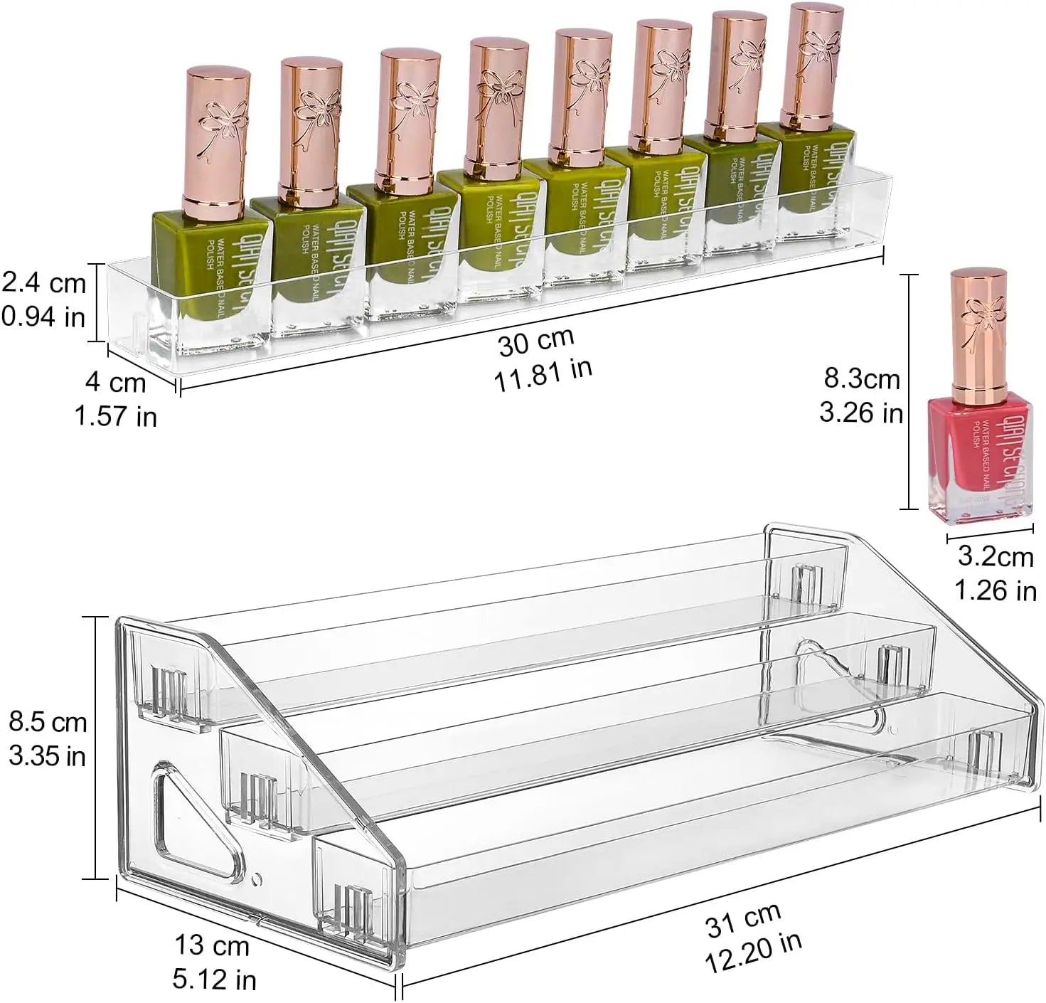 Acrylic Tiered Display Stand — Multi-Level Organizer for Nail Polish & Cosmetics