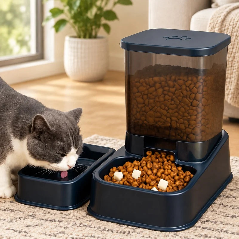 Automatic Portion-Controlled Pet Feeder — Water Dispenser Set for Cats and Dogs