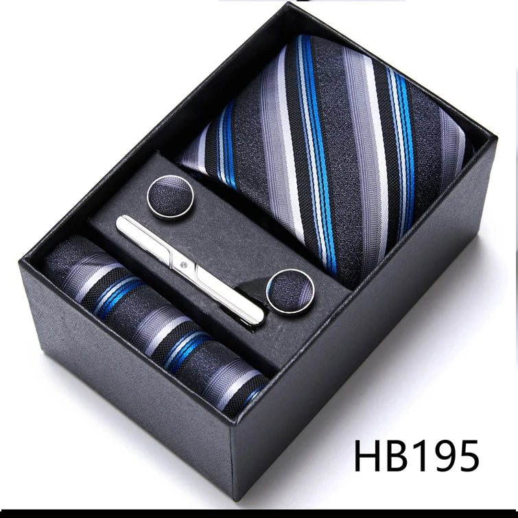 VanGise Men's Necktie Set — Business Tie, Cufflinks, and Pocket Square Kit