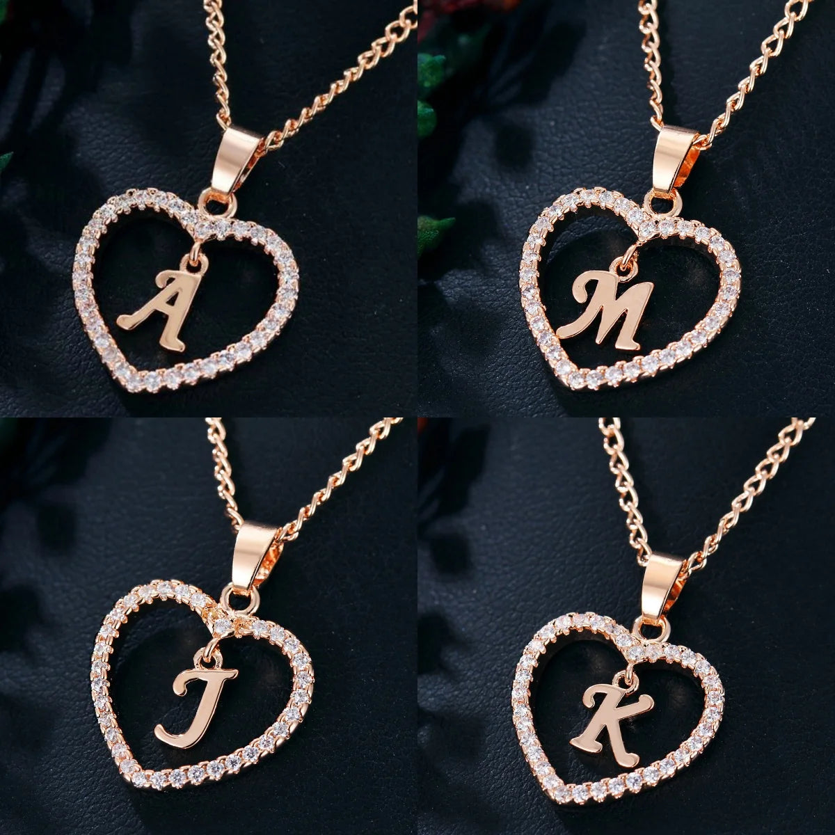Customizable Initial Heart Pendant Necklace — Zircon Accented Jewelry