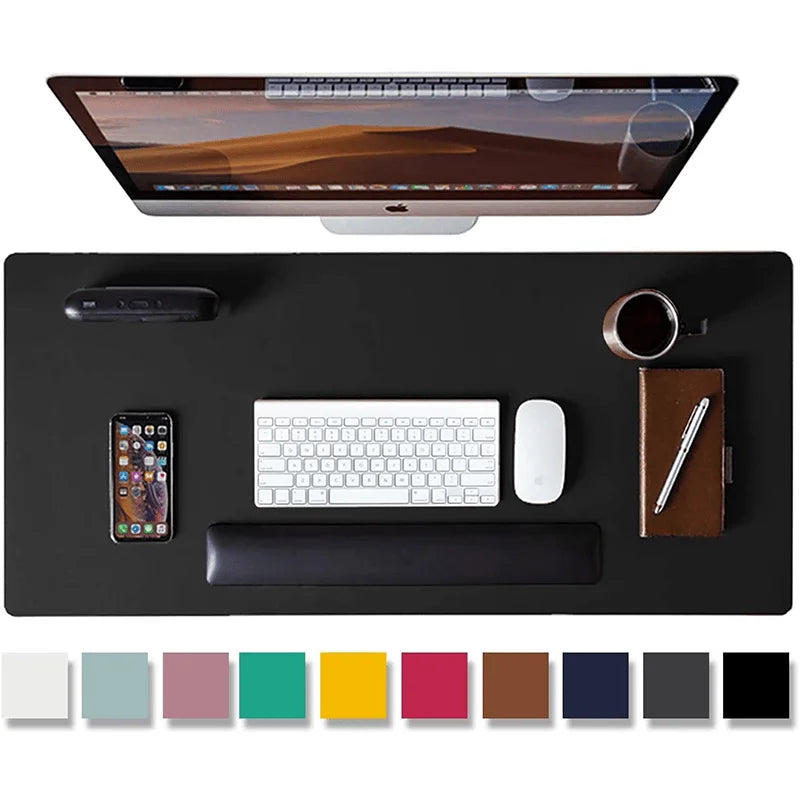 Extra Large Faux Leather Desk Mat — Waterproof Desktop Protector for Office and Gaming