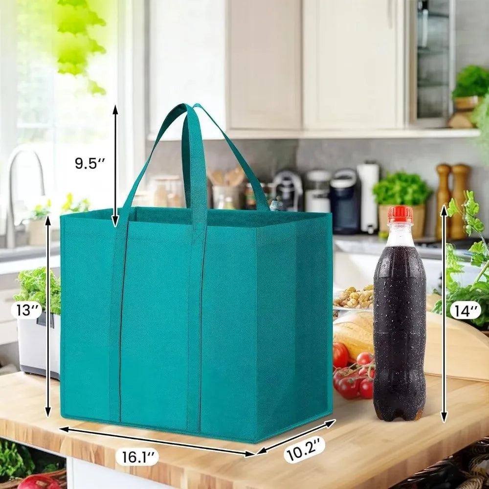 Reusable Grocery Shopping Bags — Large Foldable Non-Woven Tote