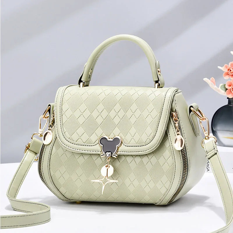 Genuine Leather Bow Bucket Bag — Elegant Shoulder Tote for Women