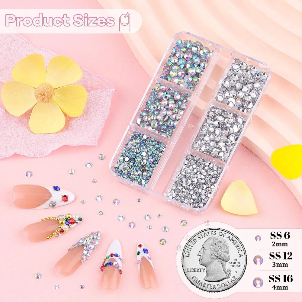 NamPhuong Nail Rhinestones Set — Multi-Color Crystal Gems with Tools