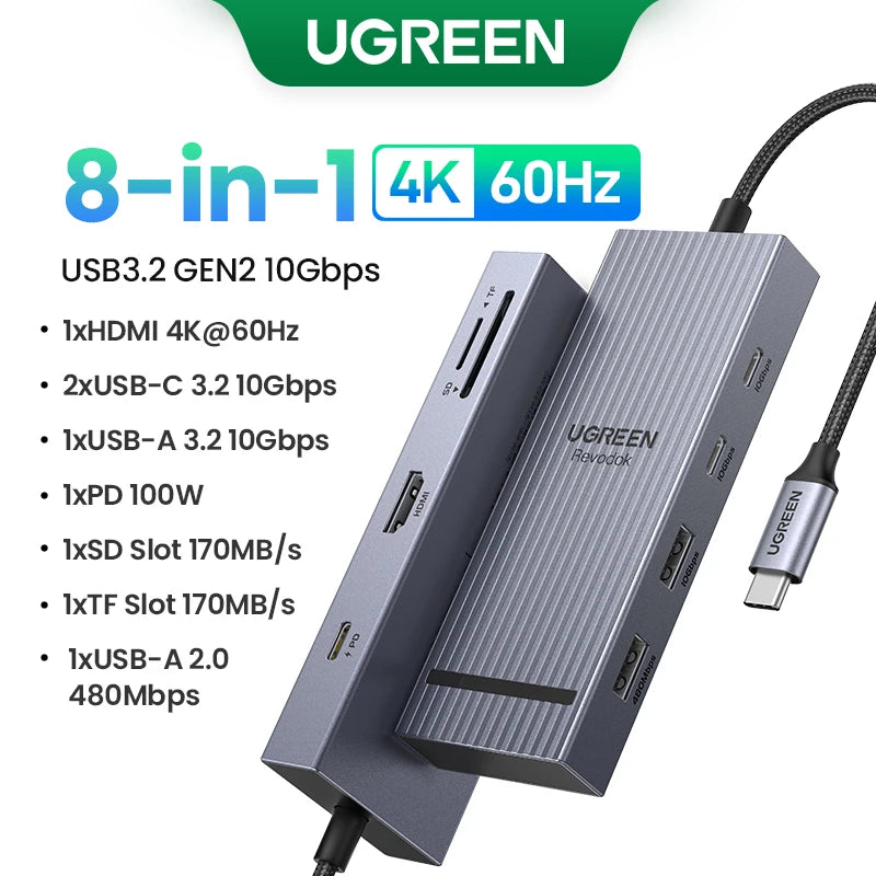 UGREEN USB C Hub Docking Station — 10Gbps High Speed Data & 4K60Hz HDMI