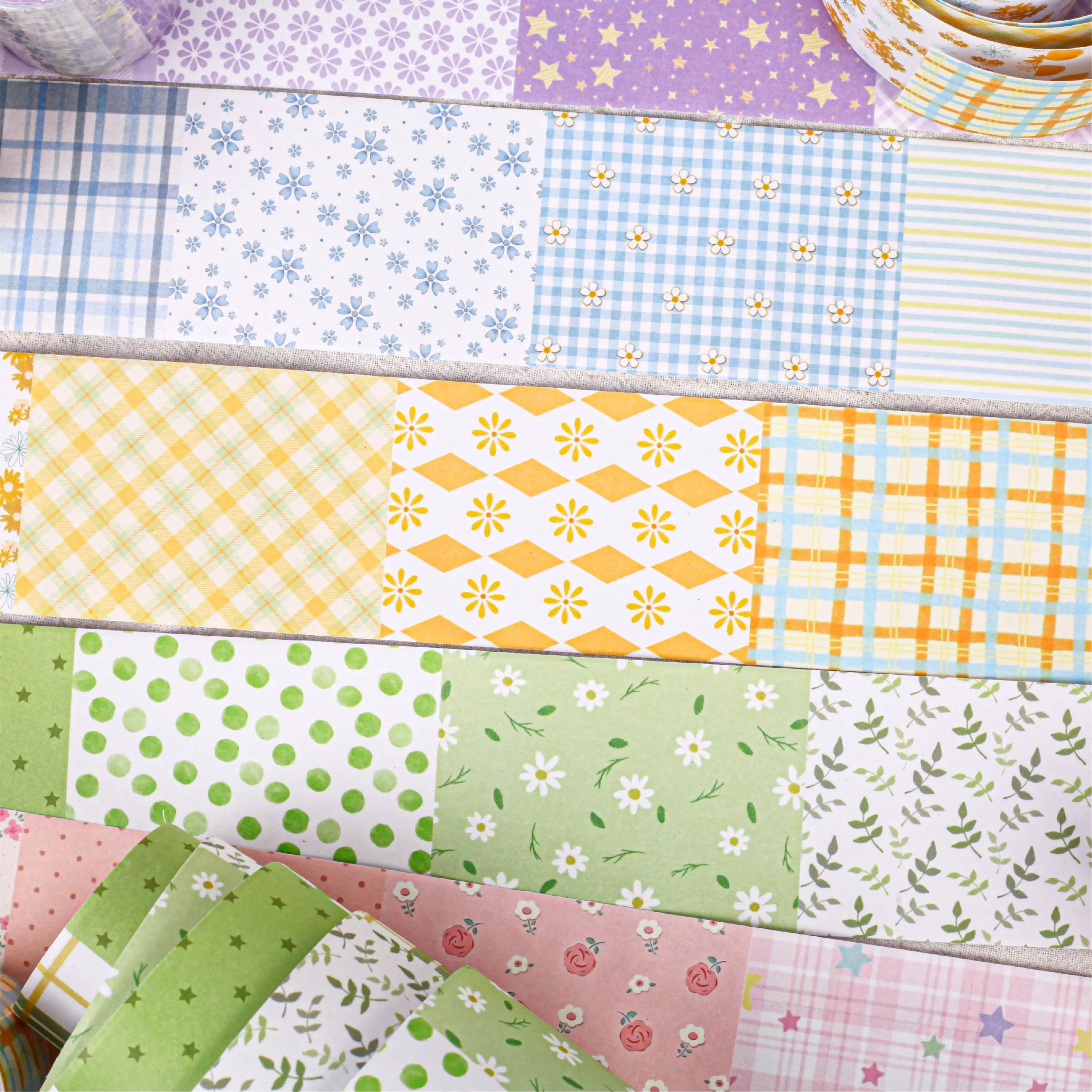 Floral Grid Pattern Masking Tape — Decorative Washi Tape for Journaling