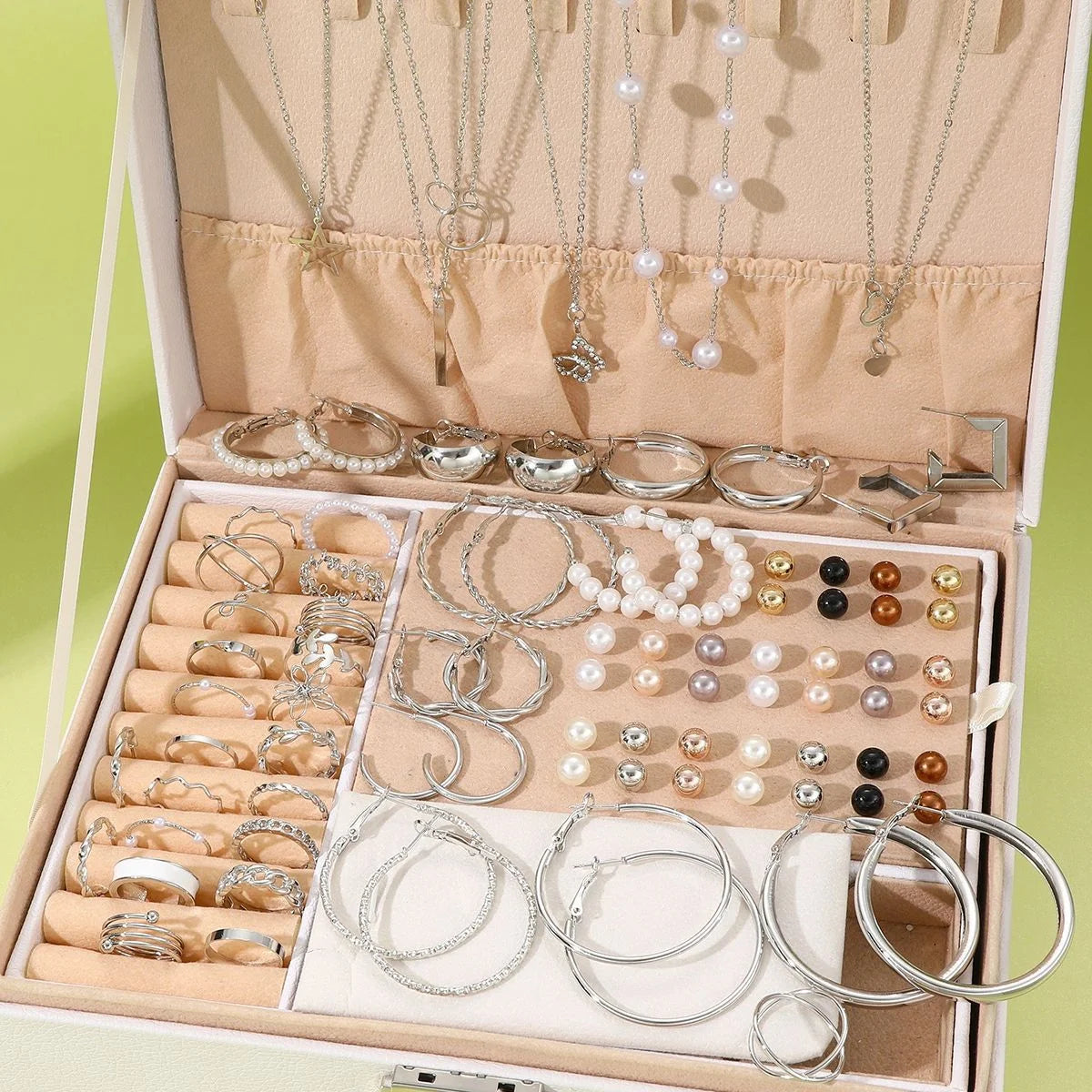 86 Piece Fashion Jewelry Set — Bohemian Pearl and Gold Plated Accessories