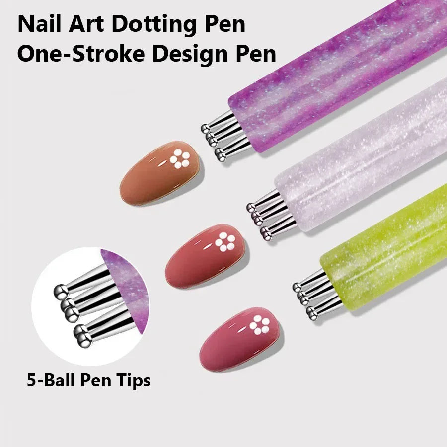 Art lalic 5-Dot Nail Art Tool — Precision Flower Design & Rhinestone Picker
