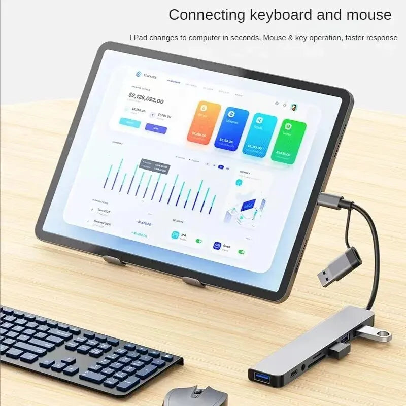 8-in-2 Multi-Function USB Hub — High-Speed Docking Station with SD/TF Reader