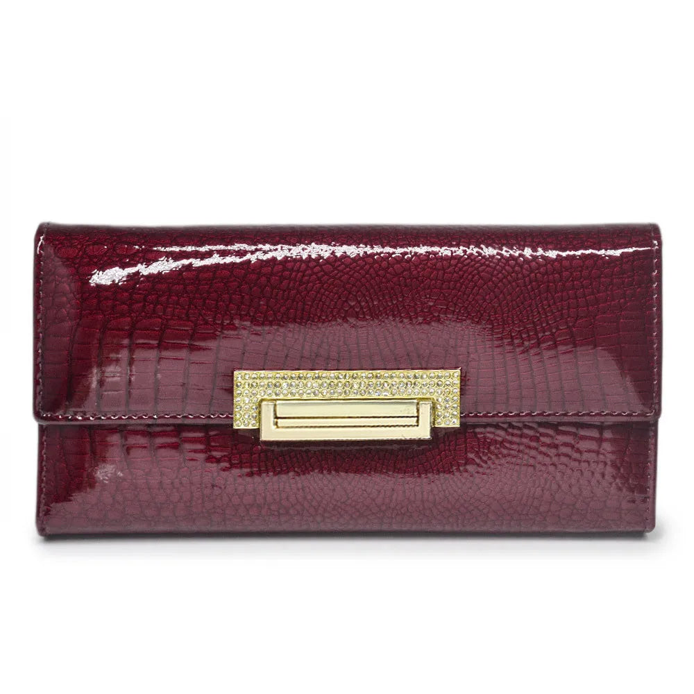 Wishehappy Luxury Stone Pattern Wallet — Elegant Leather Long Clutch Purse