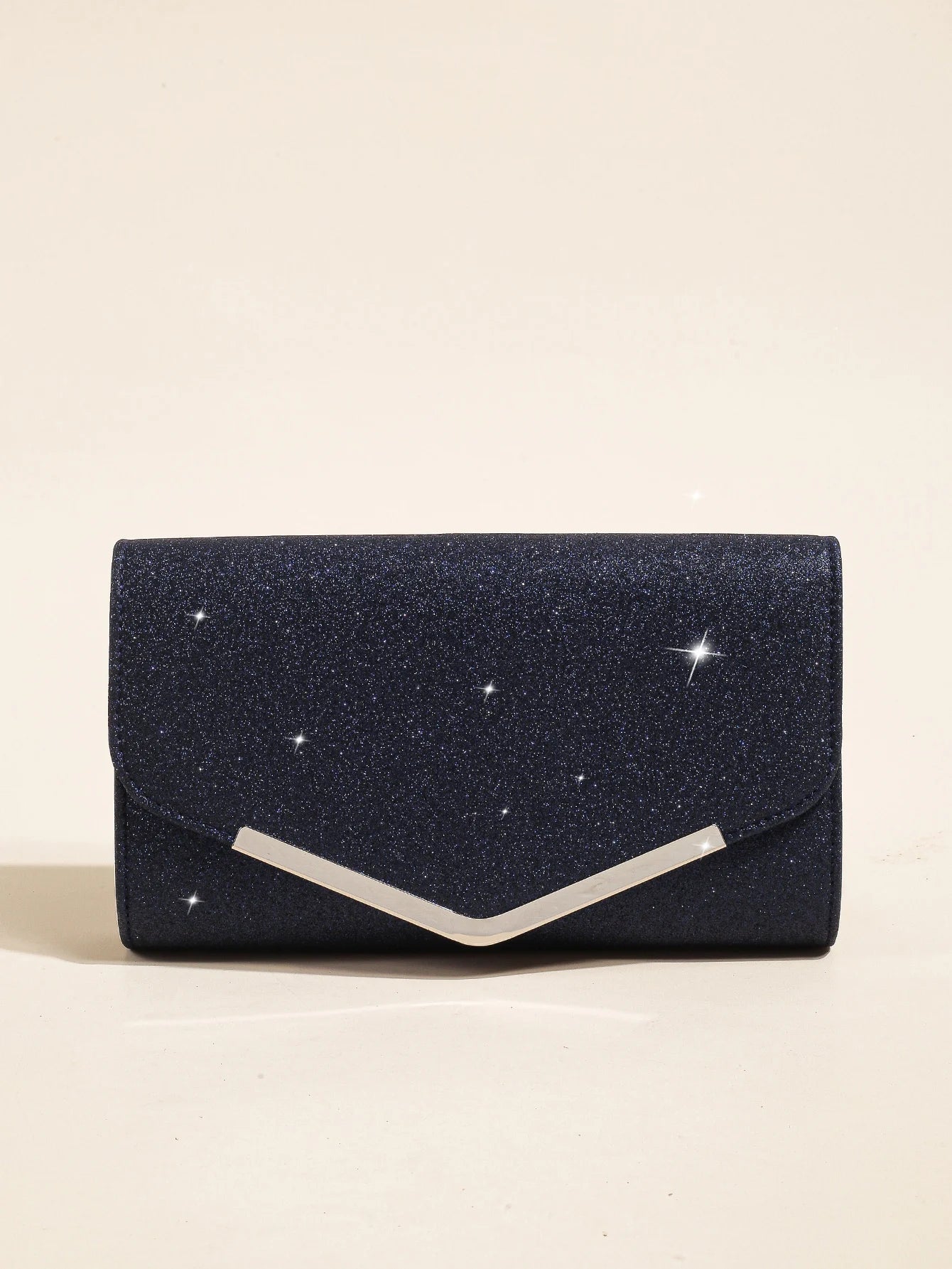 Glitter Evening Clutch Purse — Elegant Envelope Handbag with Detachable Chain