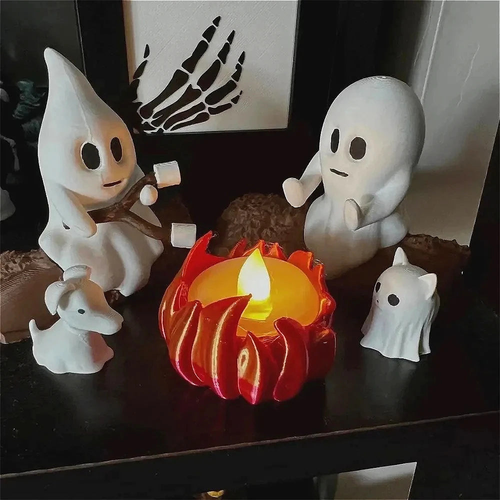 Halloween Ghost Campfire Decor — Spooky Outdoor Party Ornament Set