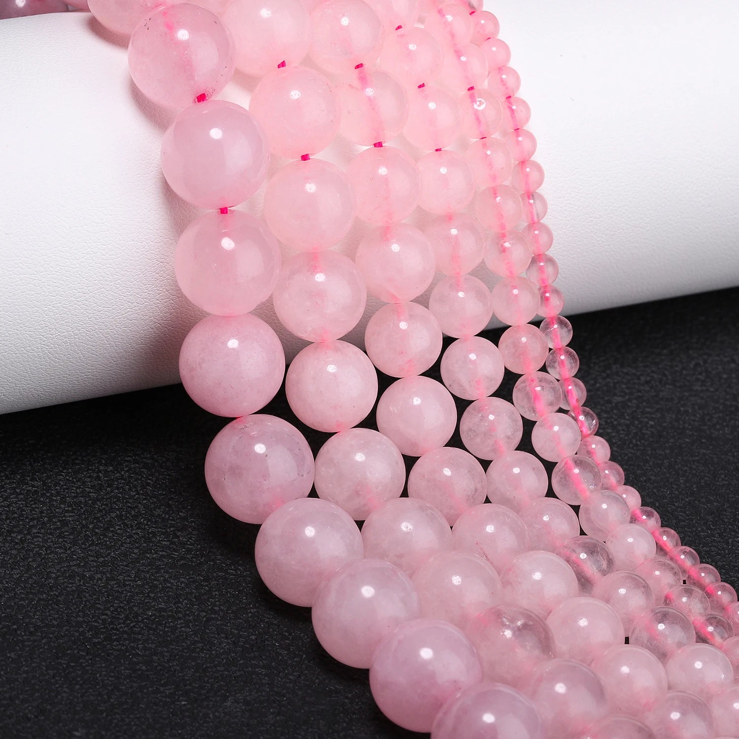 Natural Pink Rose Quartz Beads — Round Stone Spacers for DIY Jewelry
