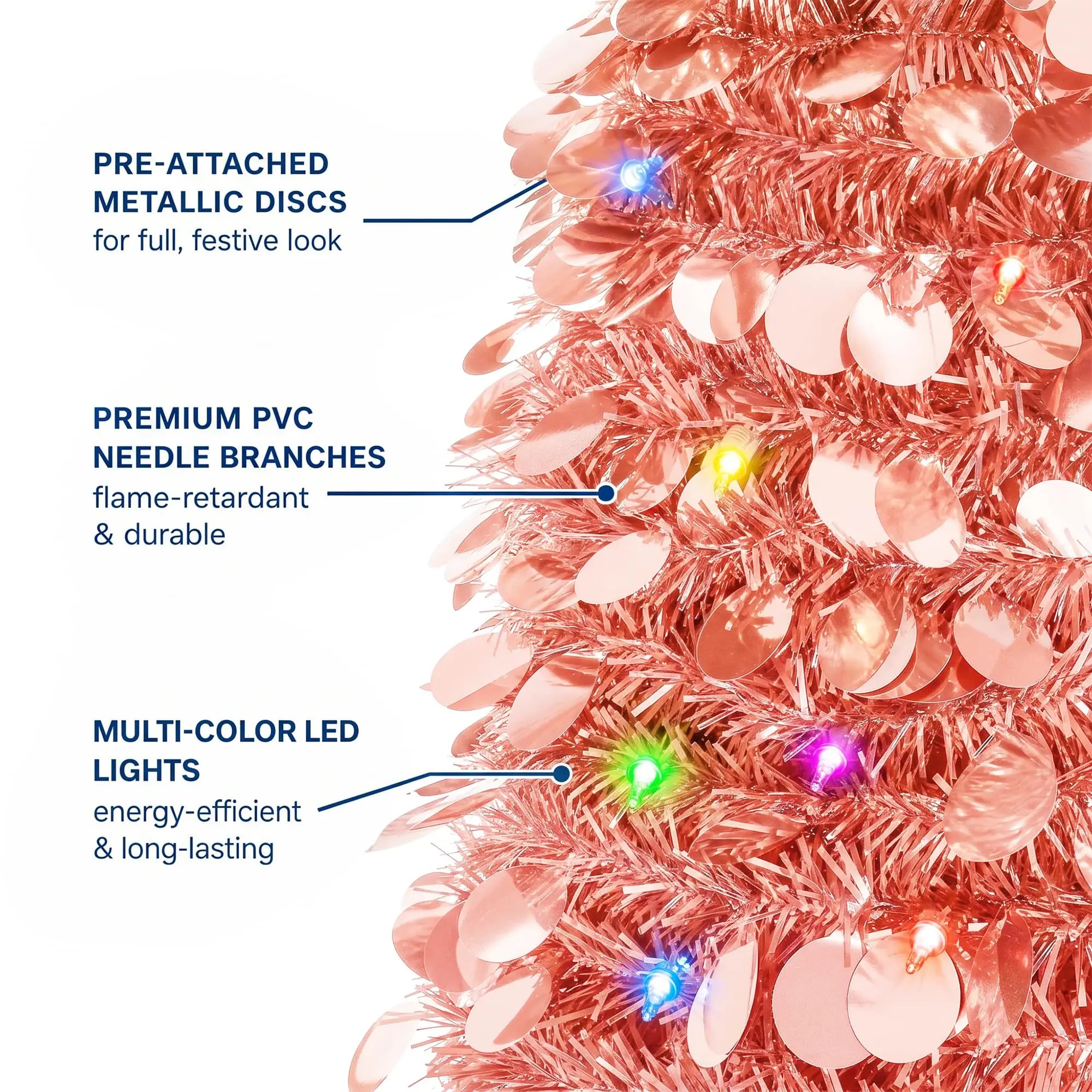 Garvee 5FT Slim Tinsel Christmas Tree — Pre-Lit LED Pencil Tree for Small Spaces