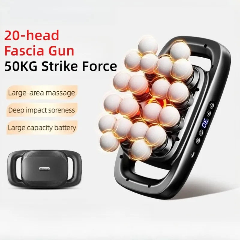 OEING Multi-Head Muscle Massager Gun — Red Light Heating & High Frequency Vibration