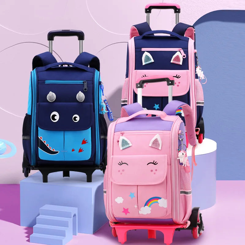Children's Rolling School Backpack — High Capacity Wheeled Trolley Bag